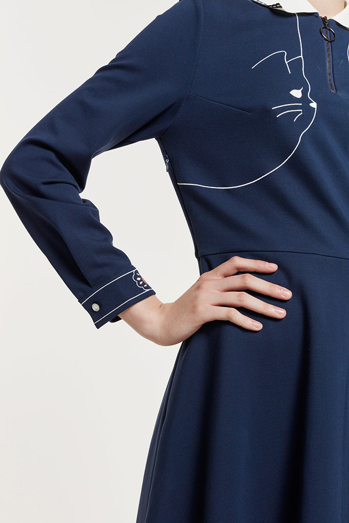 Nifty Kitty Dress(Navy)