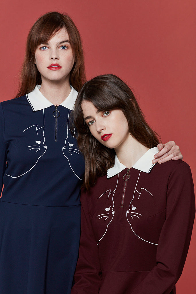 Nifty Kitty Dress(Navy)