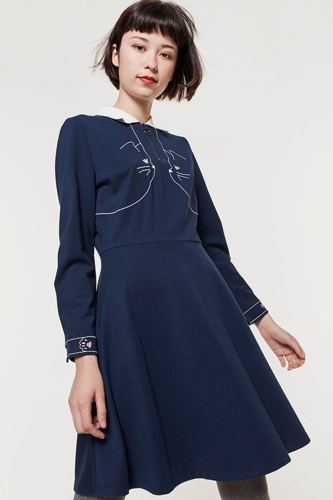 Nifty Kitty Dress(Navy)