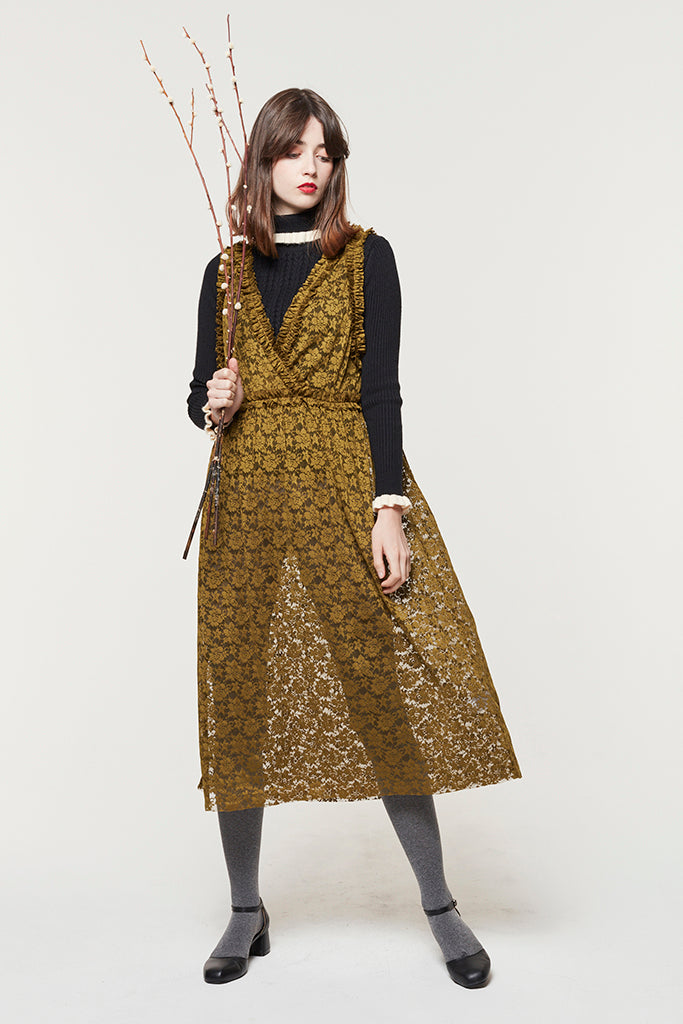 Tadema Dress (Mustard Green)