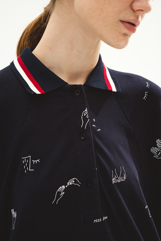 Hands Dancing Tee Dress (Navy)