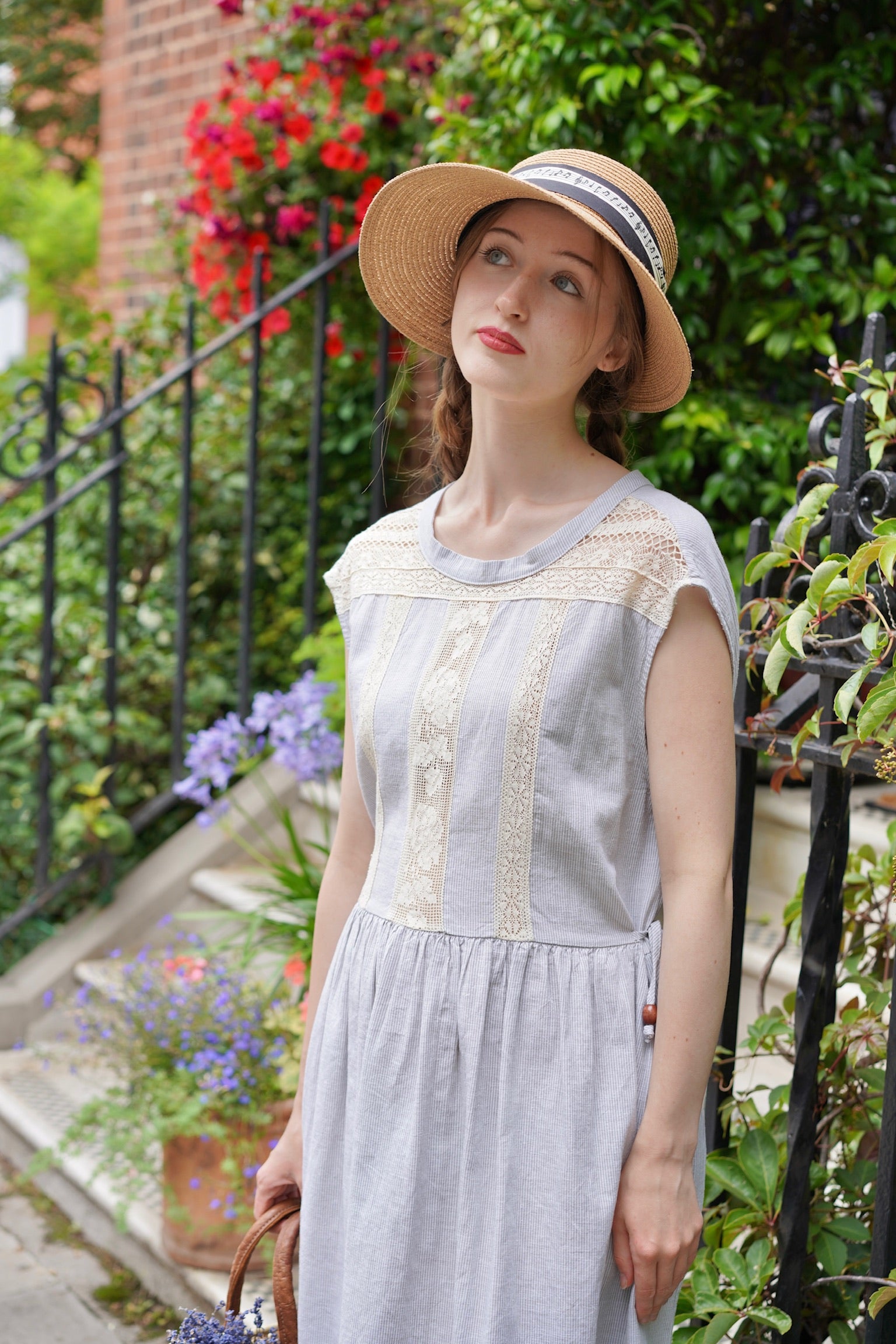 Edwardian Linen Lace Dress (Blue) – Miss Patina