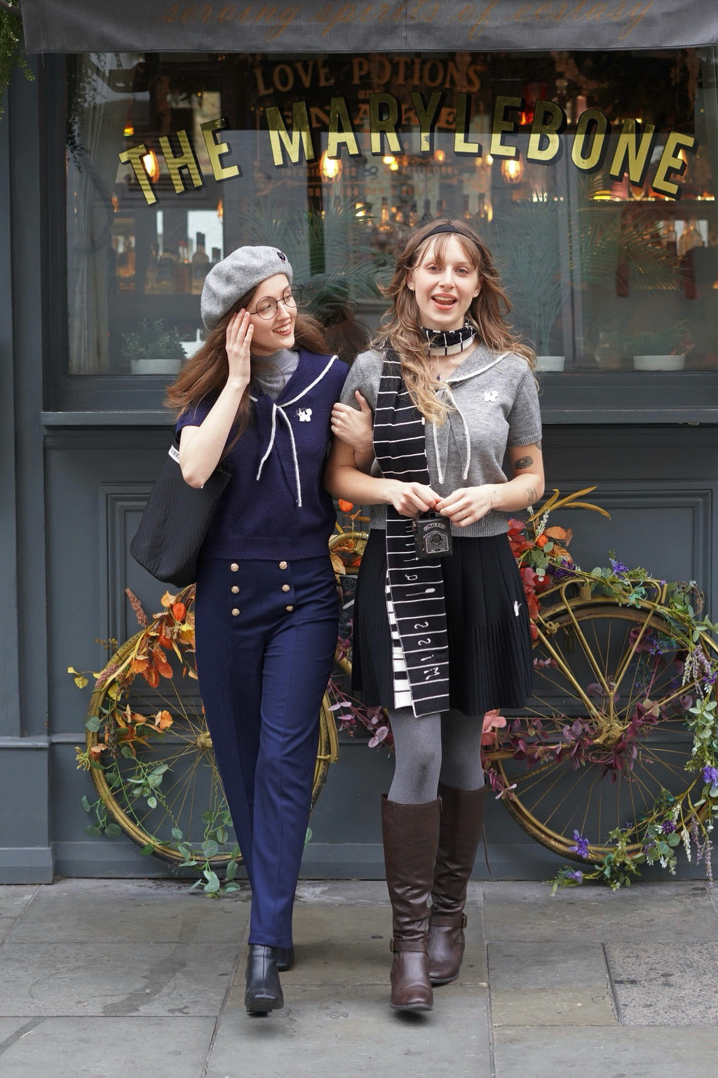 1930 Sailor Kitty Knit Top (Grey)