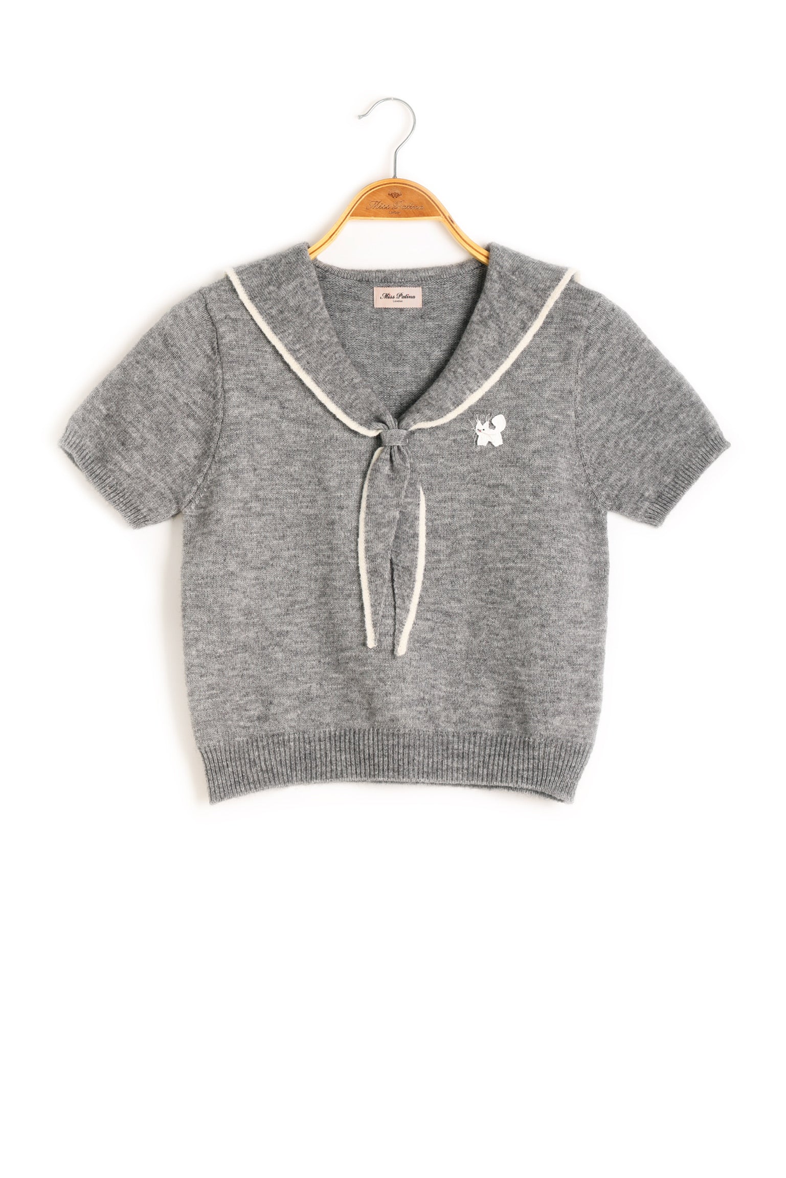 1930 Sailor Kitty Knit Top (Grey)