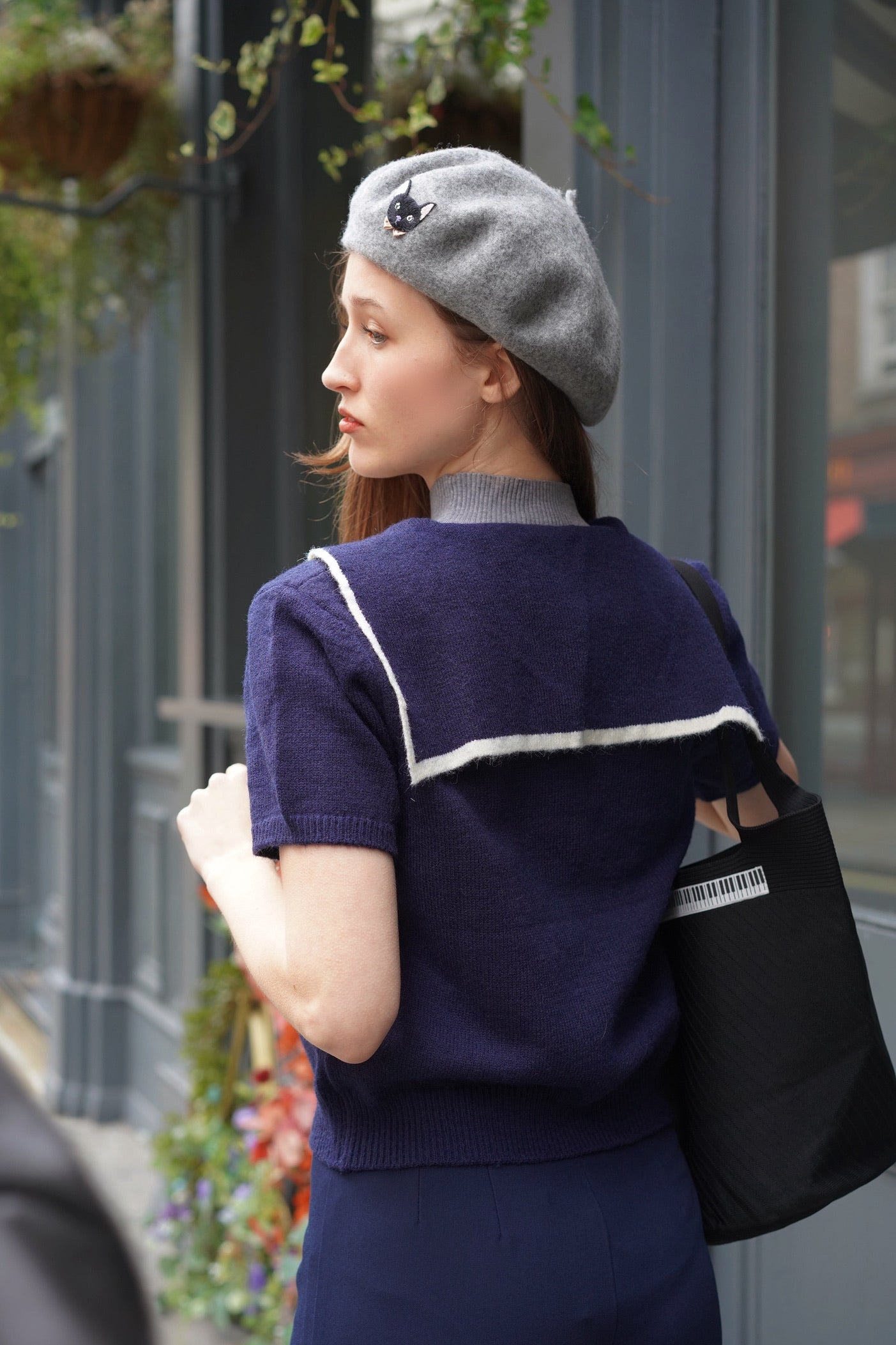 1930 Sailor Kitty Knit Top (Navy)