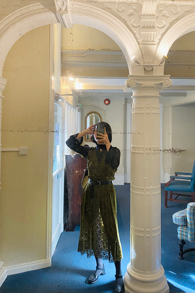 Tadema Dress (Mustard Green)