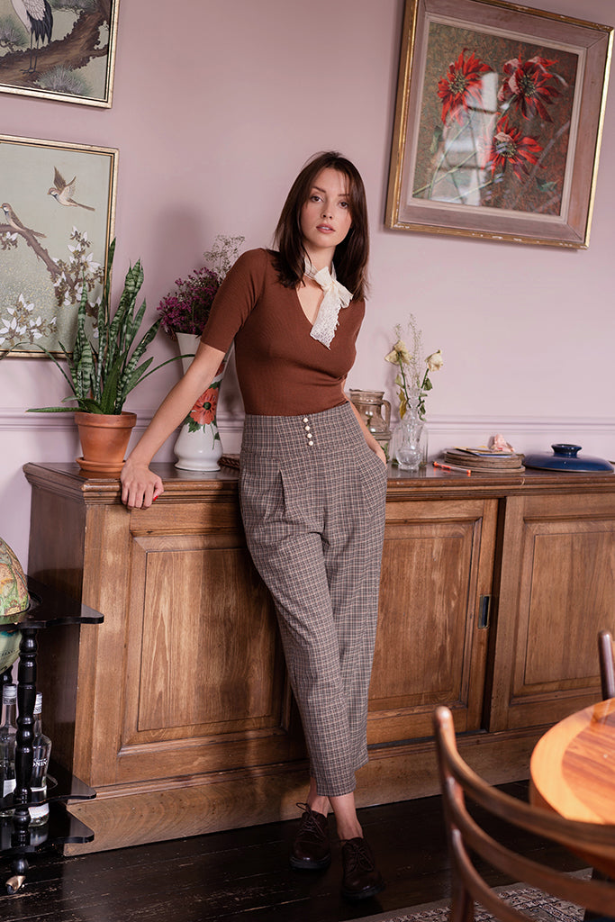Lucky Lace Knit Top(Coffee) - 100% Wool