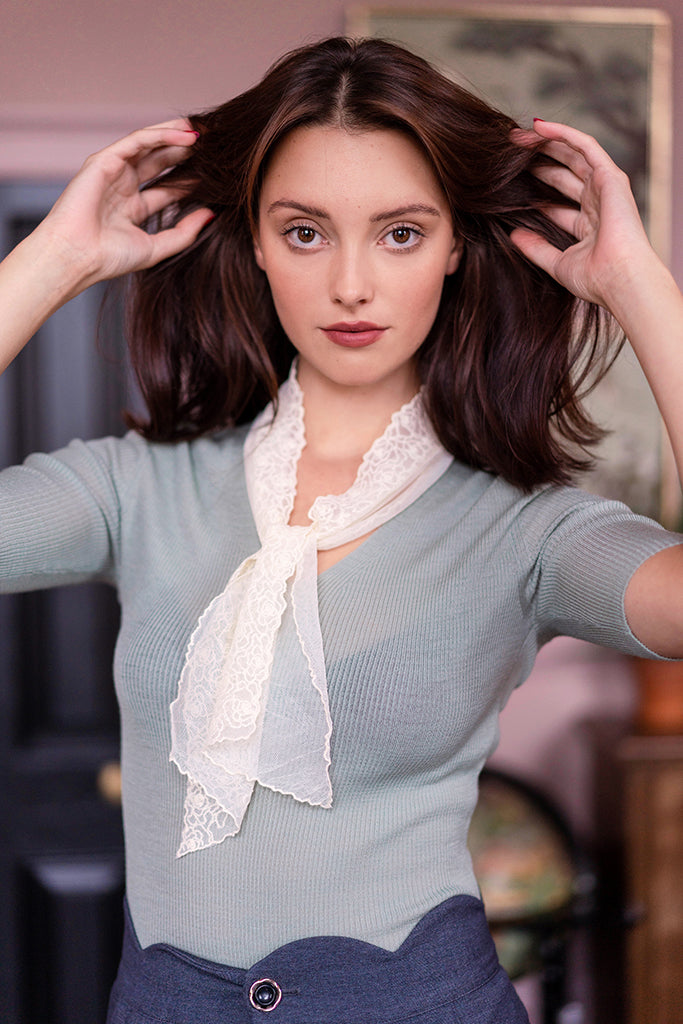 Lucky Lace Knit Top(Mint) - 100% Wool