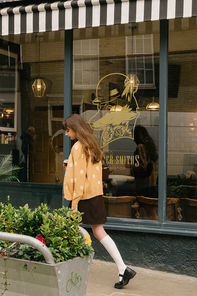 Daisy Jacquard Cardigan (Mustard)
