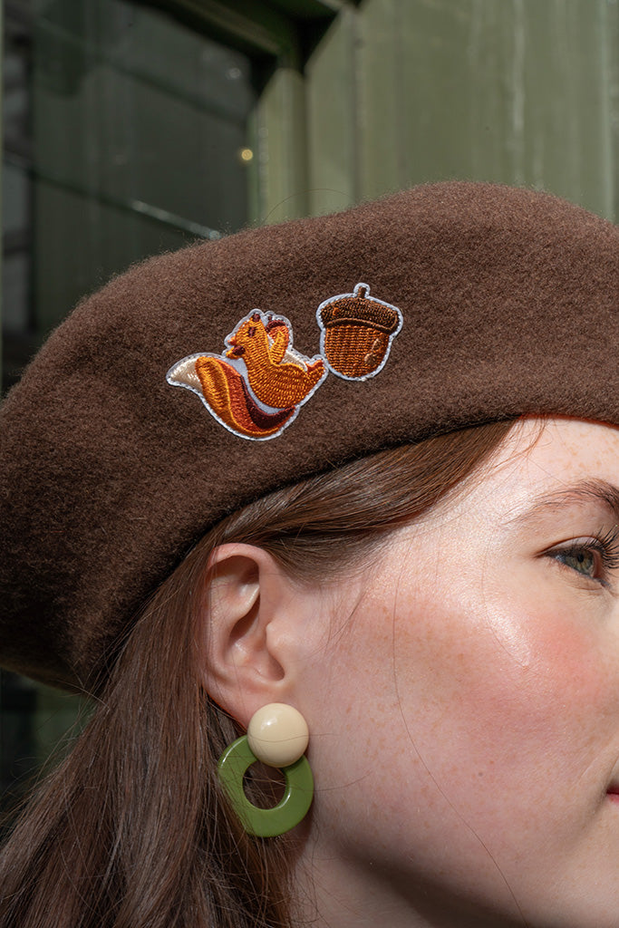 Snacking Squirrel Beret