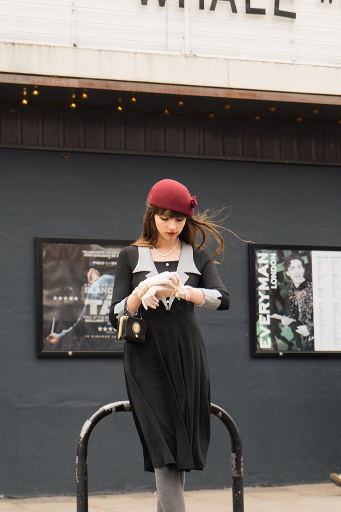 Grace Pillbox Hat (Wine Red)