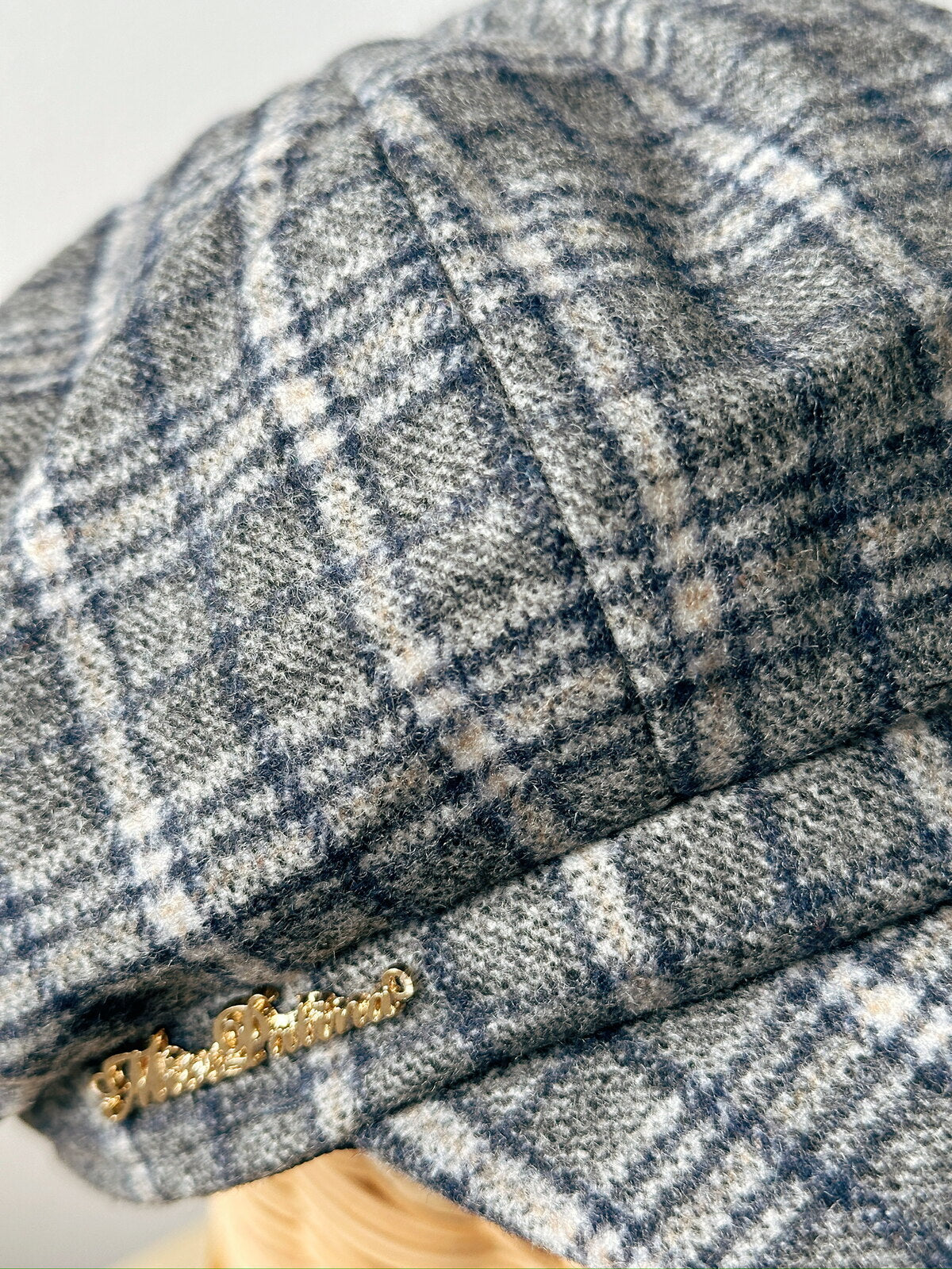 Peaky Blade Newsboy Cap Hat (Navy Blue Plaid)