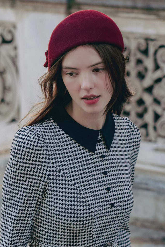 Grace Pillbox Hat (Wine Red)