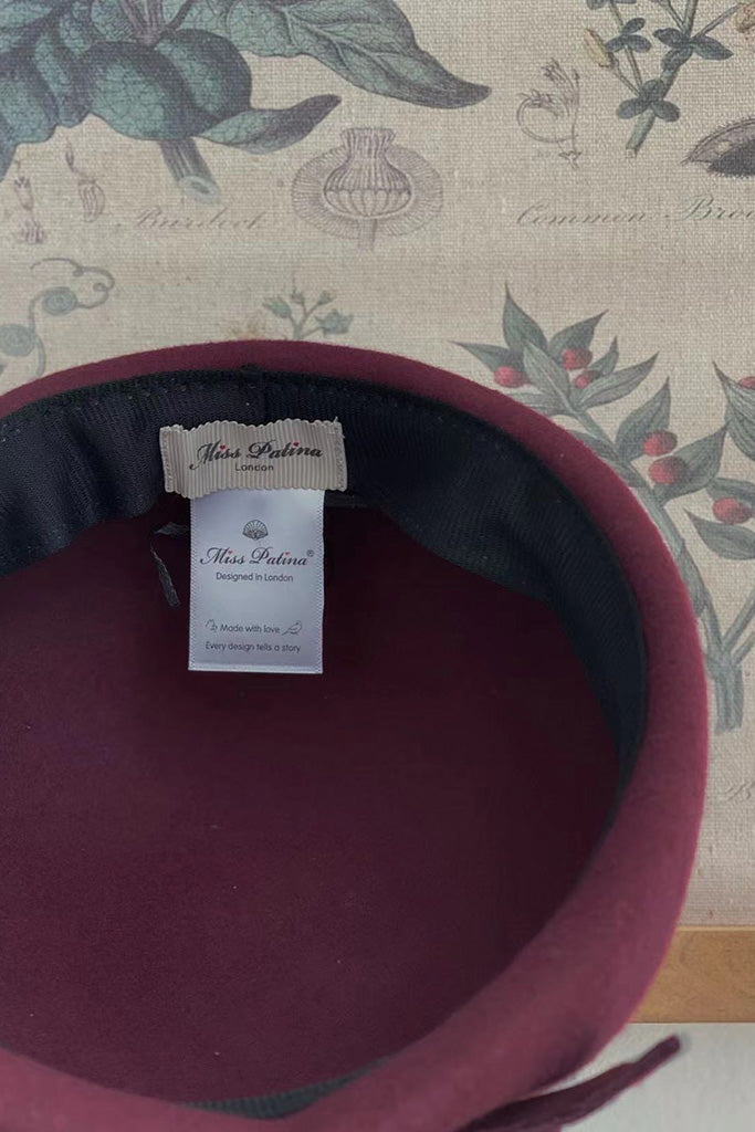 Grace Pillbox Hat (Wine Red)