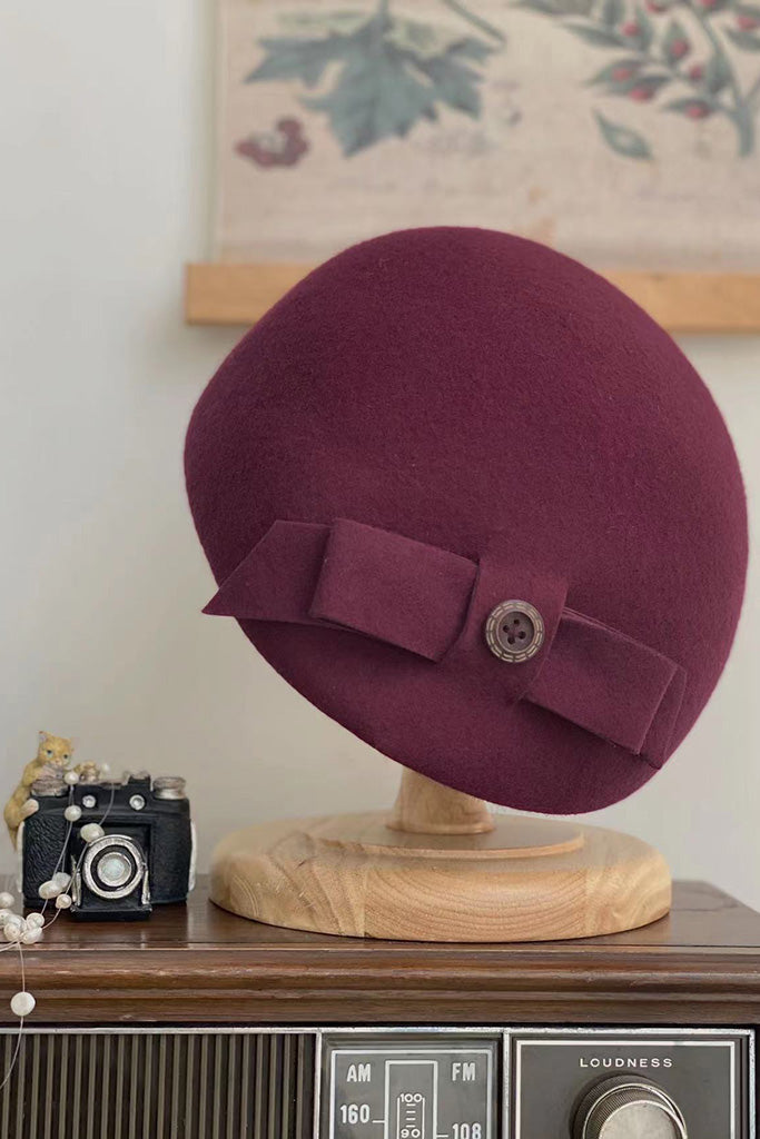 Grace Pillbox Hat (Wine Red)