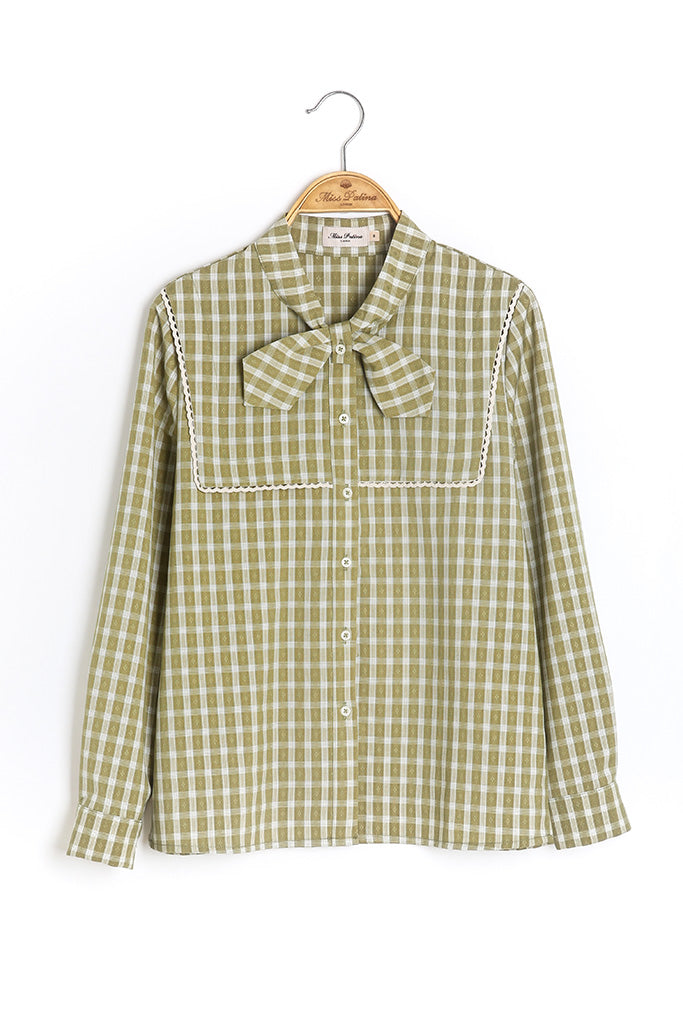 Clover Gingham Bow Blouse