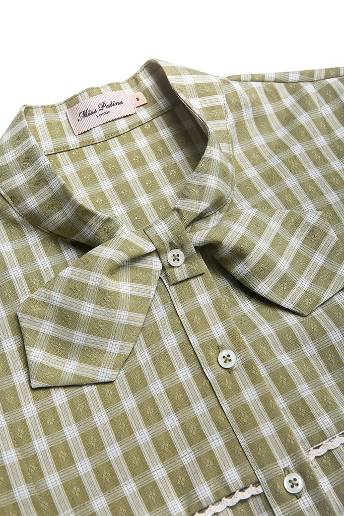 Clover Gingham Bow Blouse