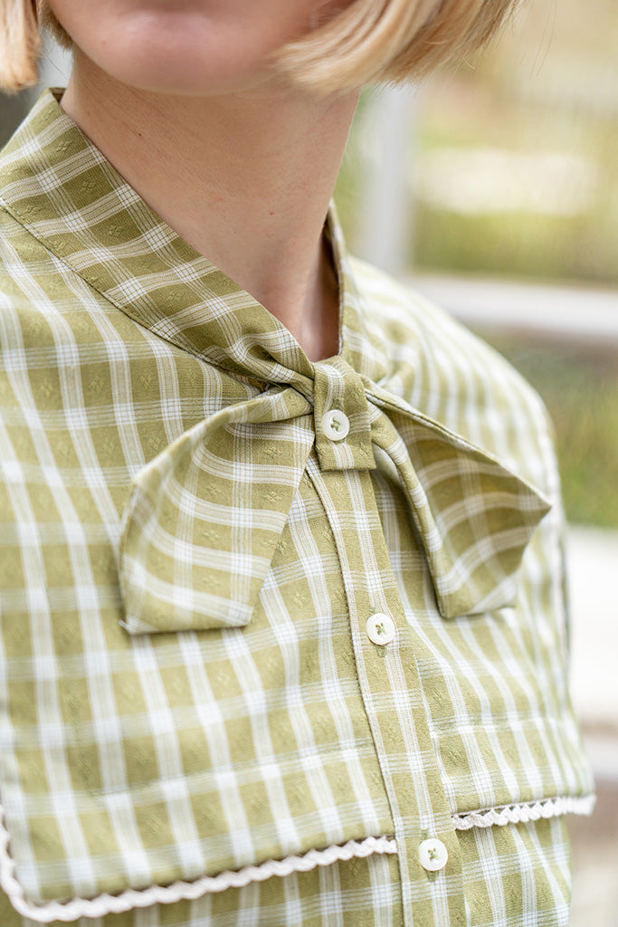 Clover Gingham Bow Blouse