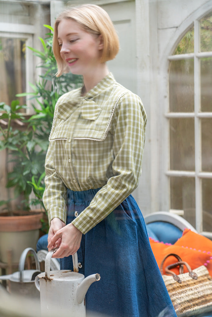 Clover Gingham Bow Blouse