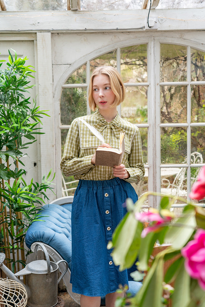 Clover Gingham Bow Blouse