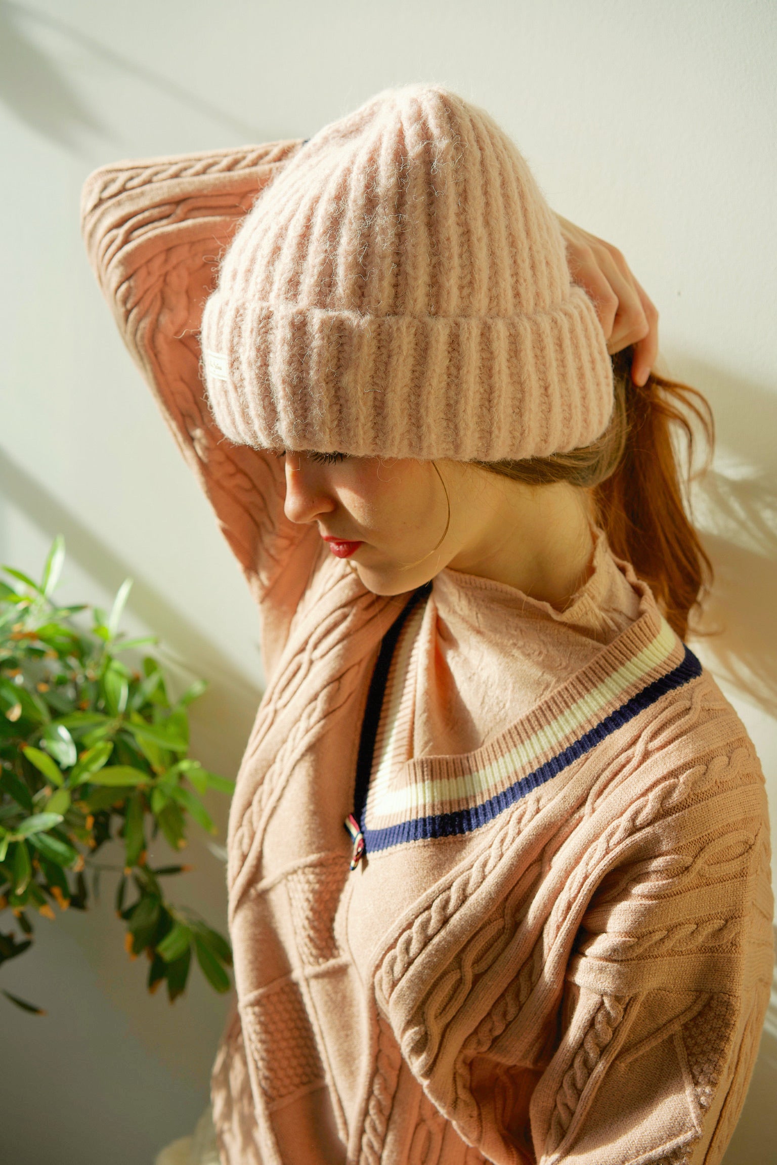 Cosy Cloud Knit Hat (Pale Pink)