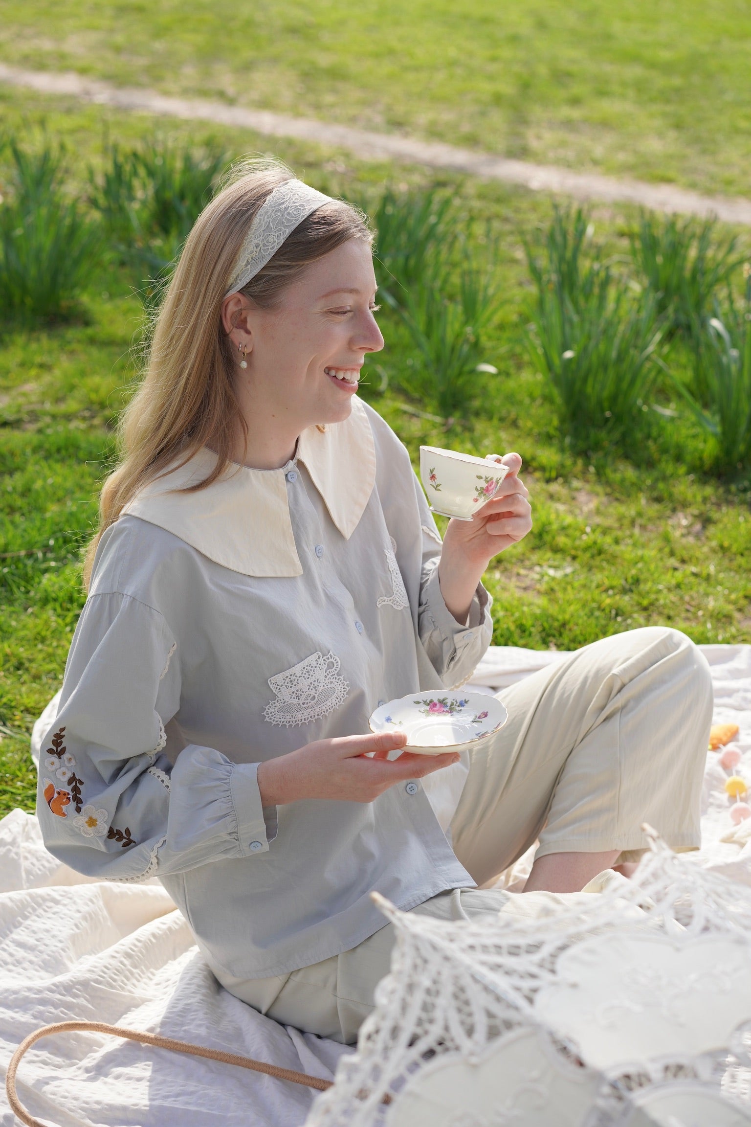 Alice Tea Party Blouse (Pastel Blue)