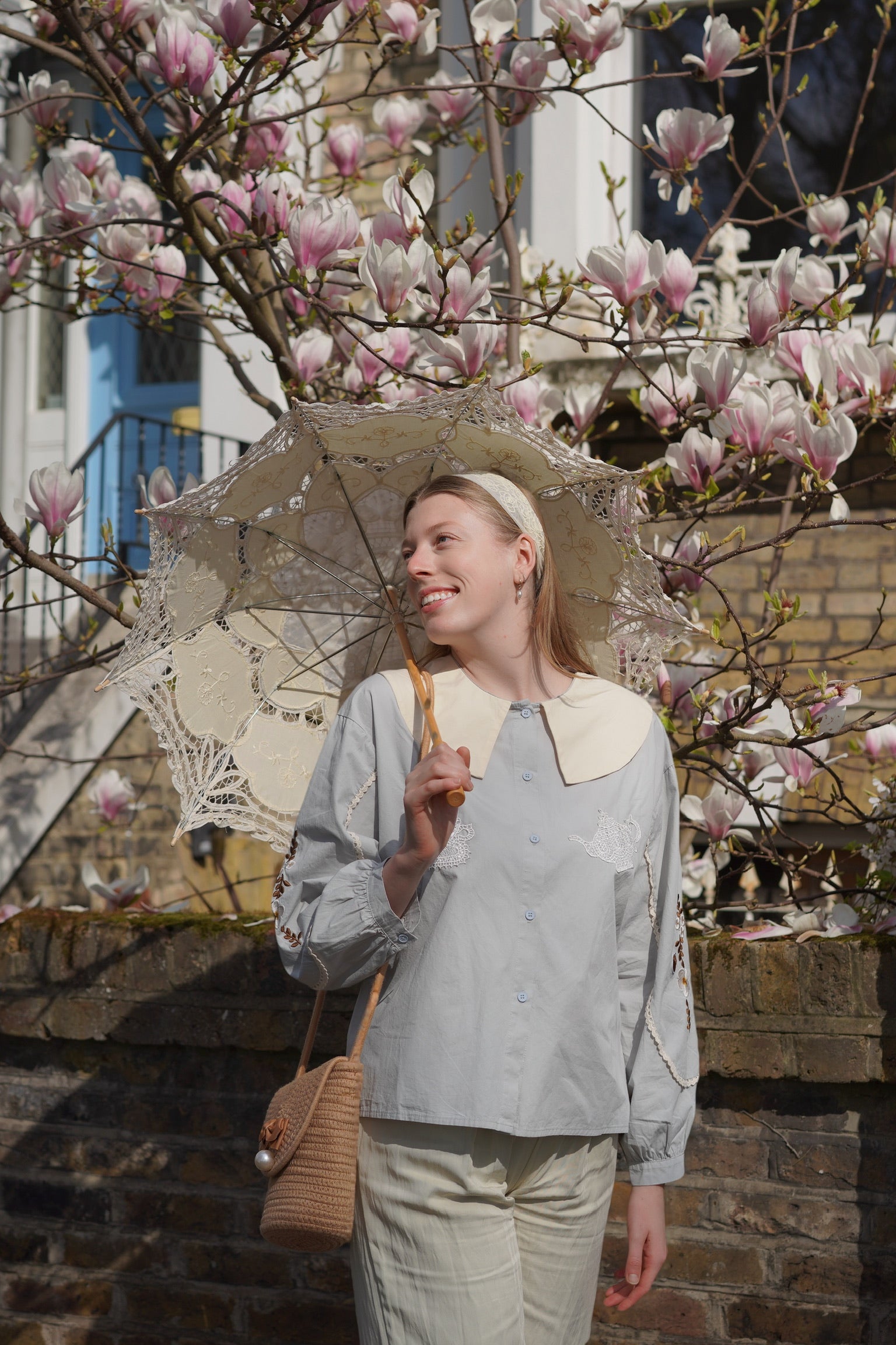 Alice Tea Party Blouse (Pastel Blue)