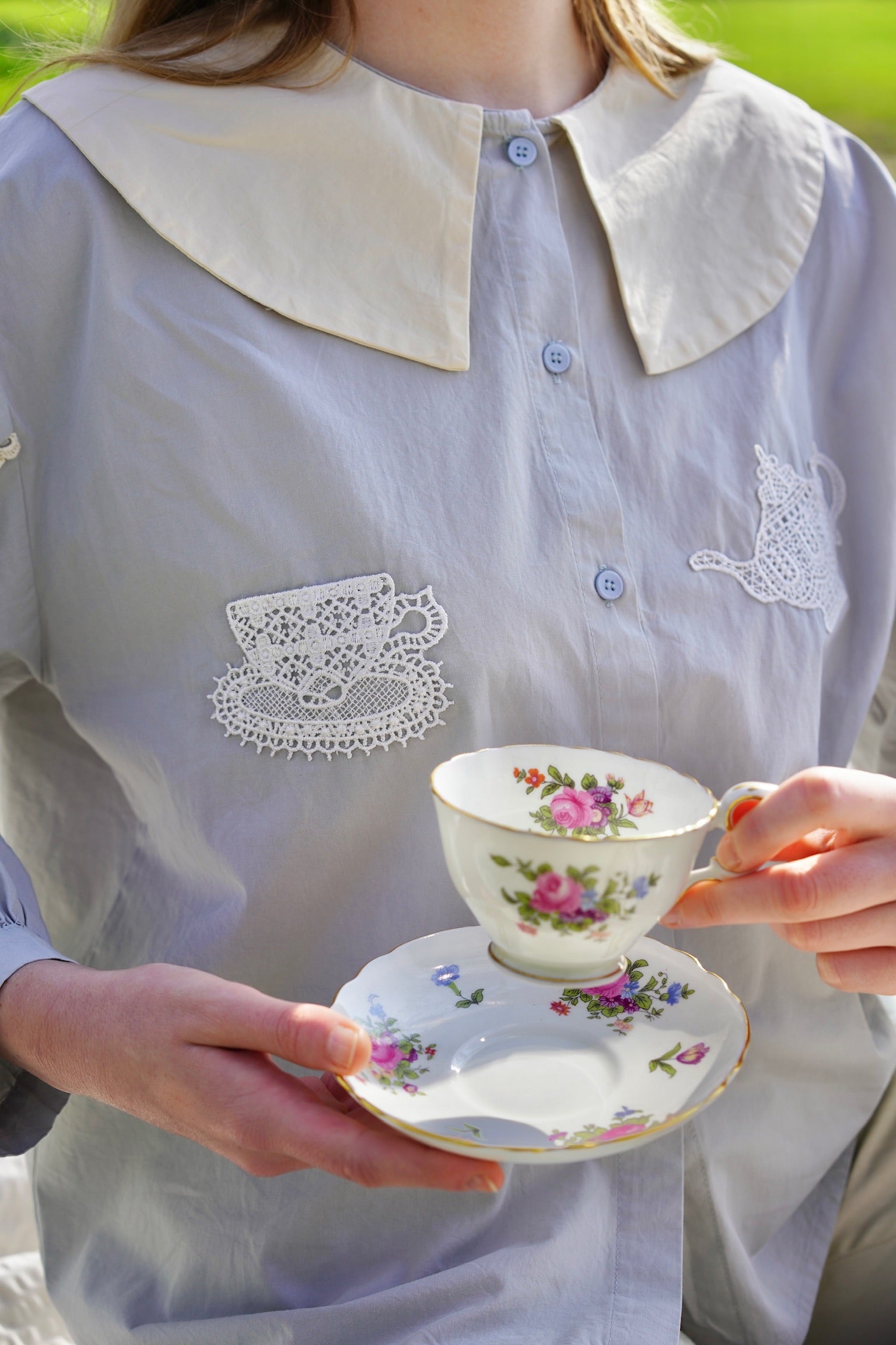 Alice Tea Party Blouse (Pastel Blue)