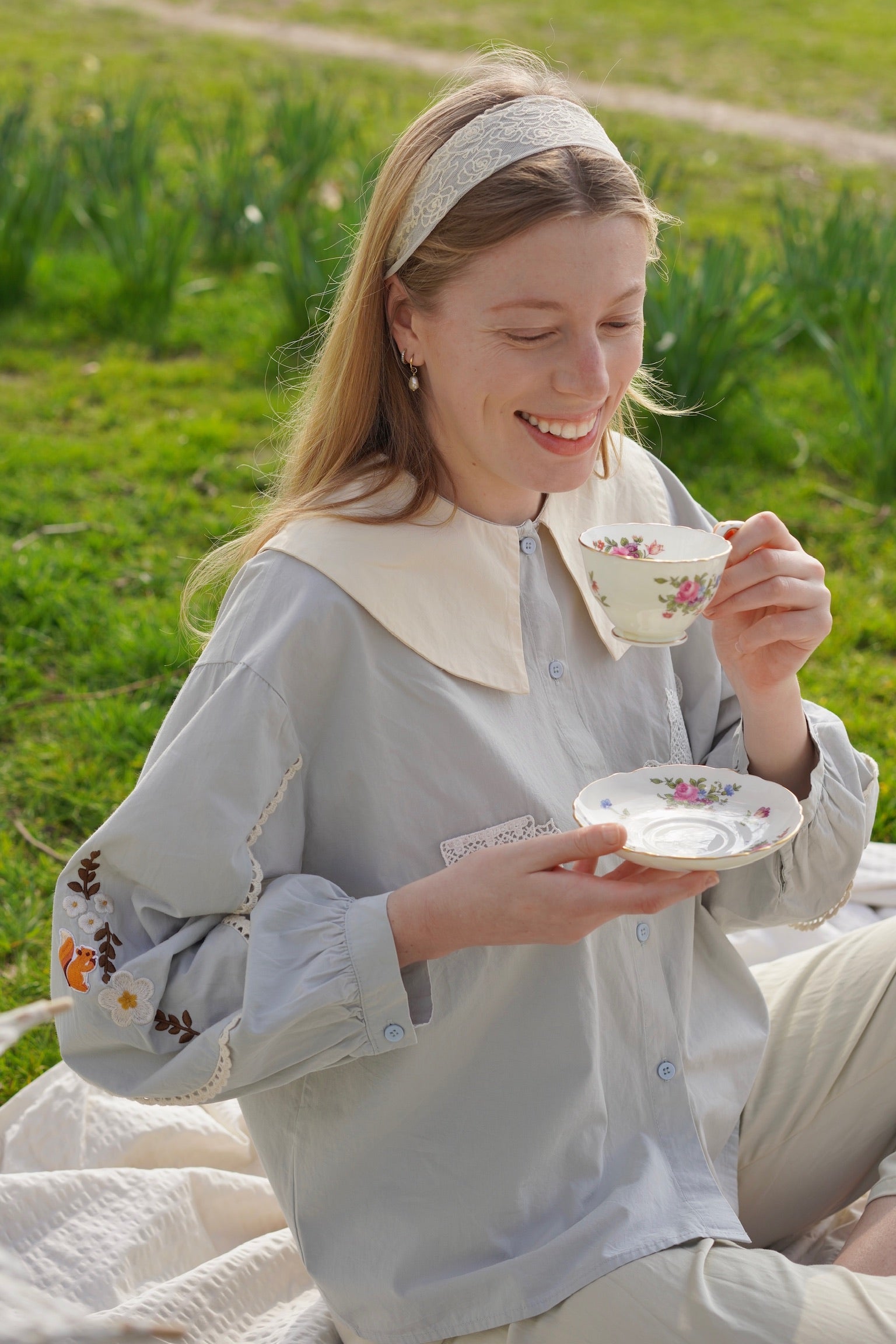 Alice Tea Party Blouse (Pastel Blue)