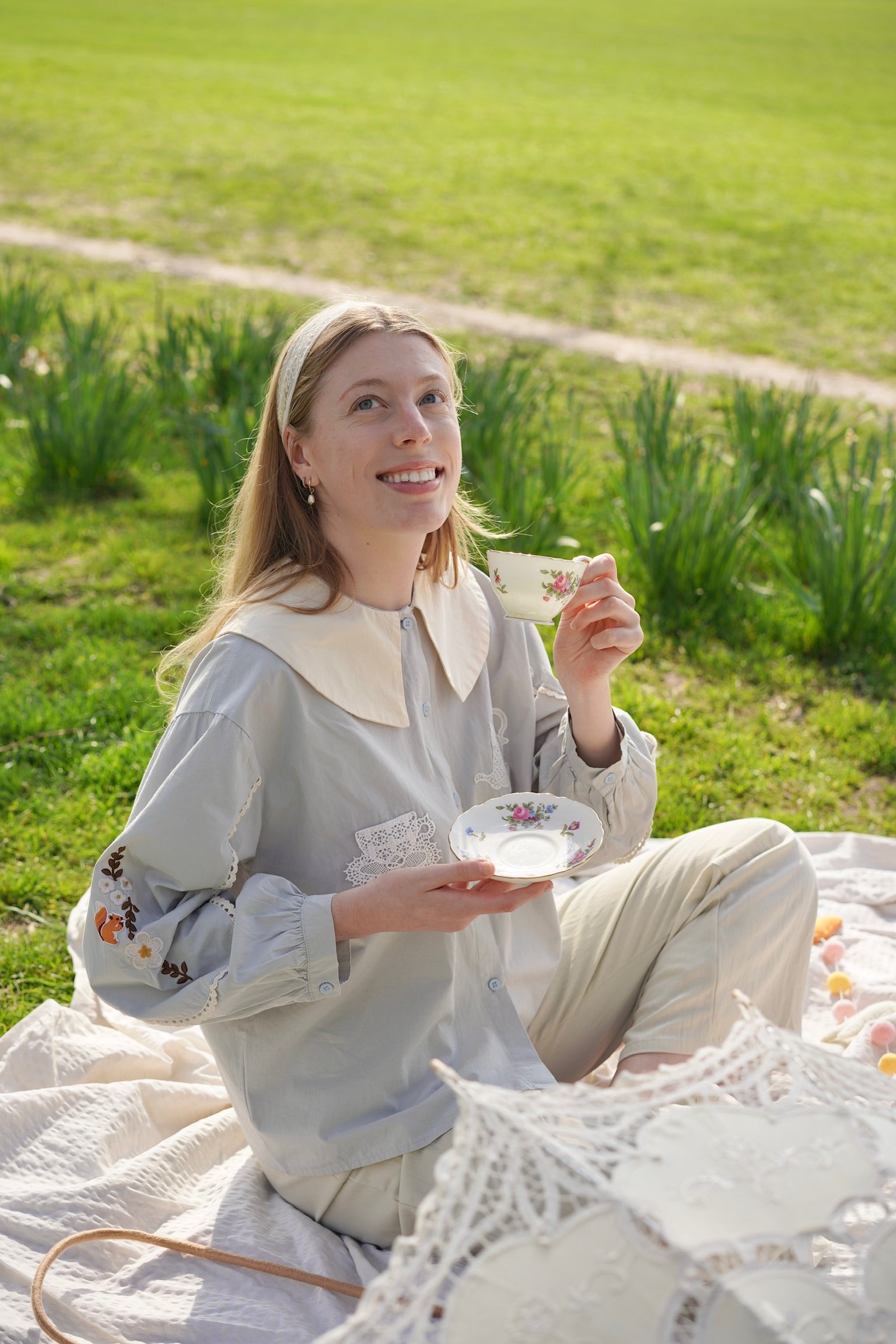 Alice Tea Party Blouse (Pastel Blue)