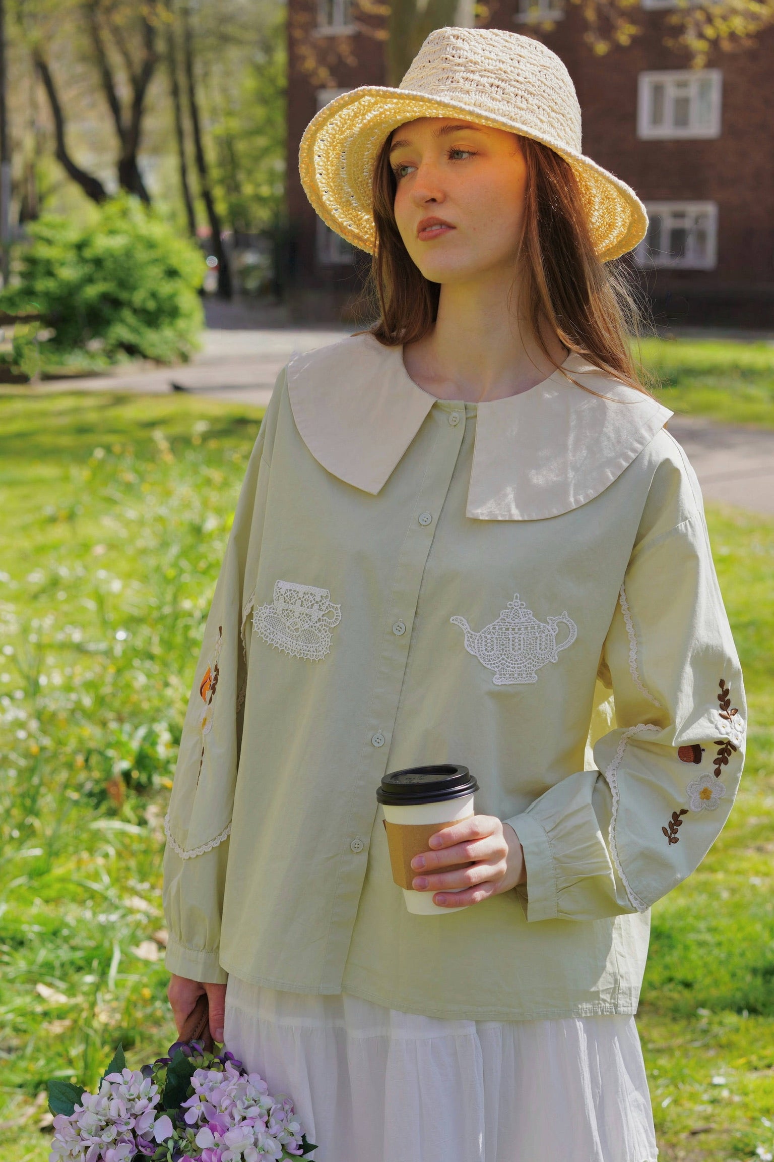 Alice Tea Party Blouse (Pastel Green)