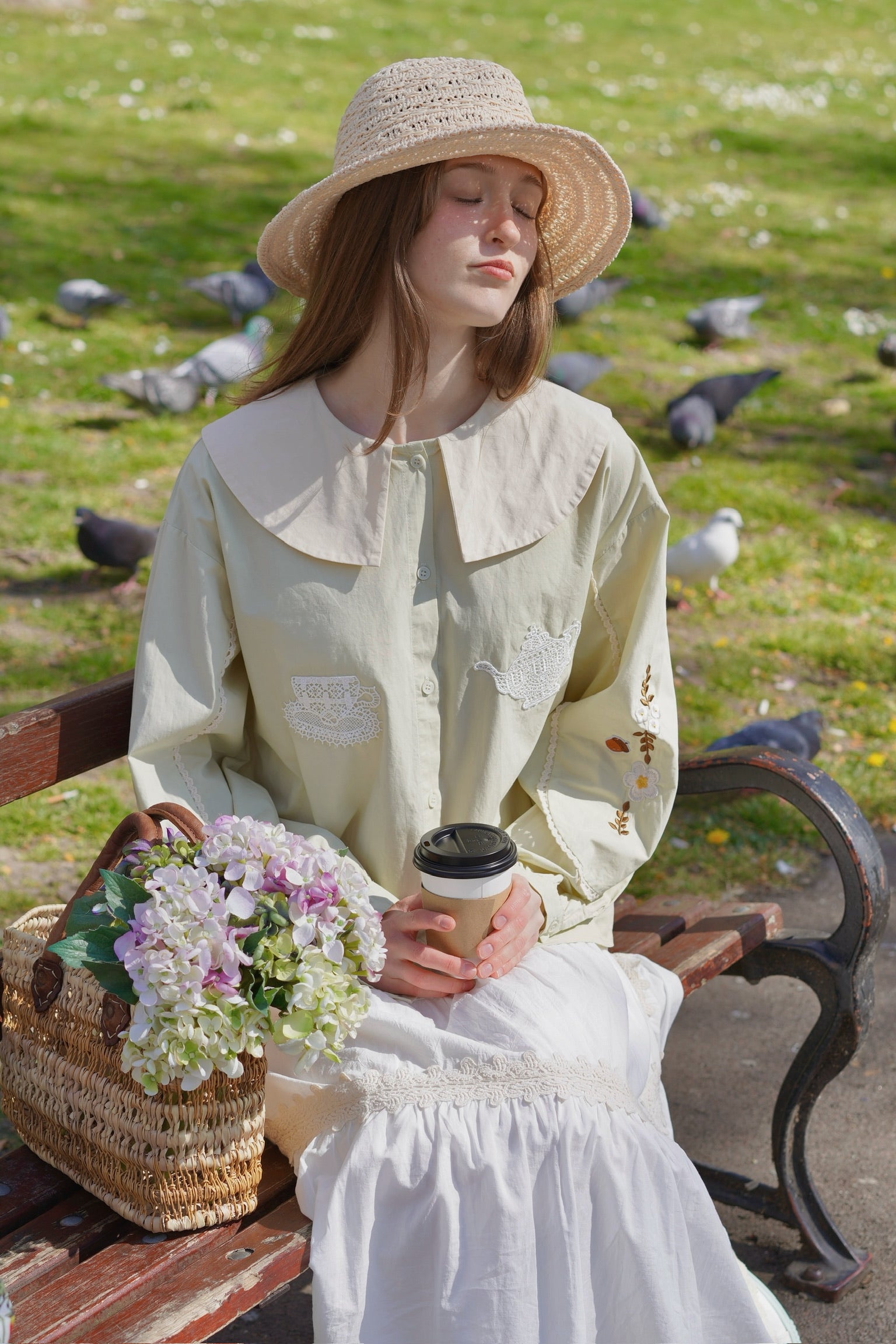 Alice Tea Party Blouse (Pastel Green)
