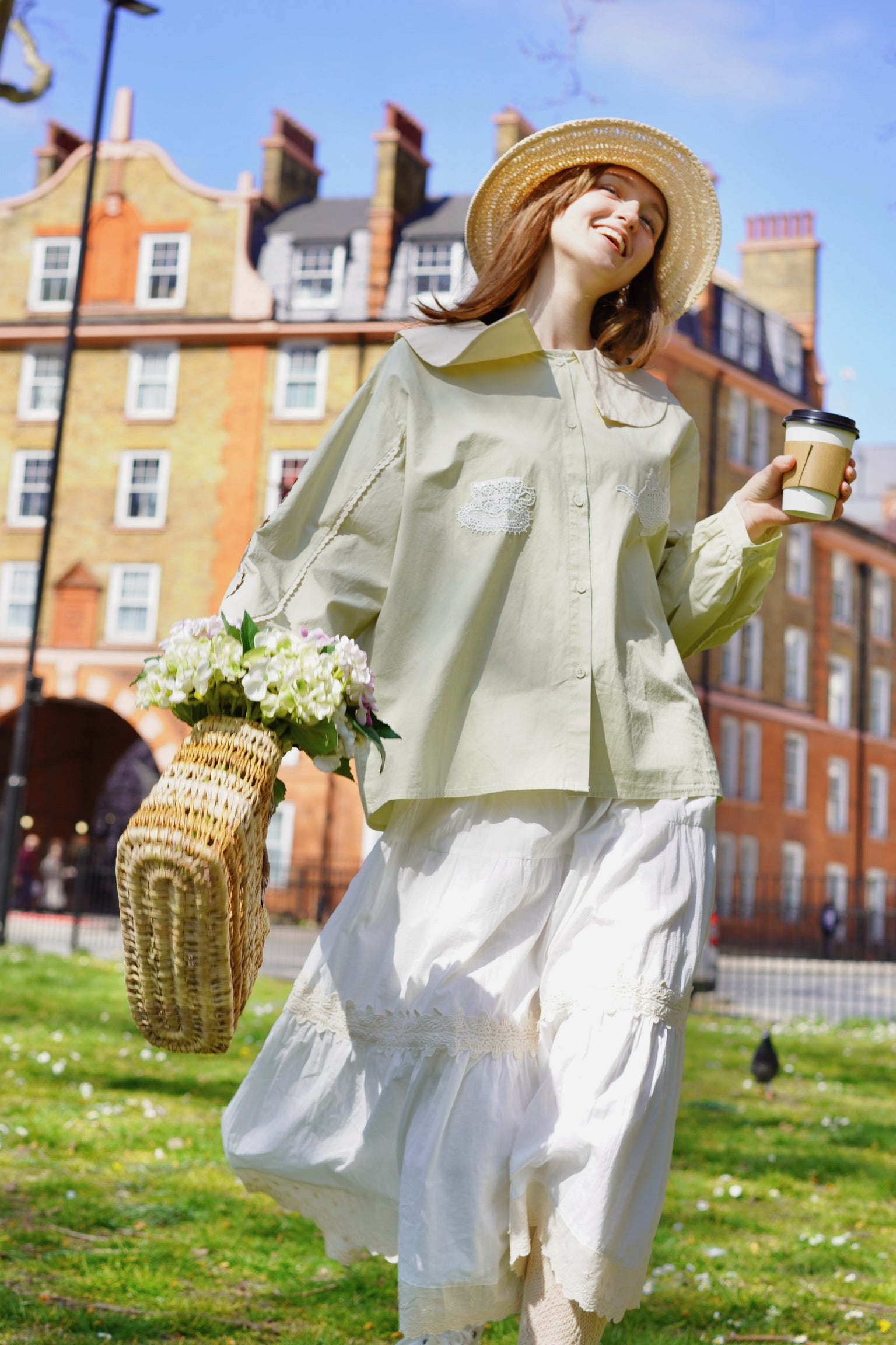 Alice Tea Party Blouse (Pastel Green)
