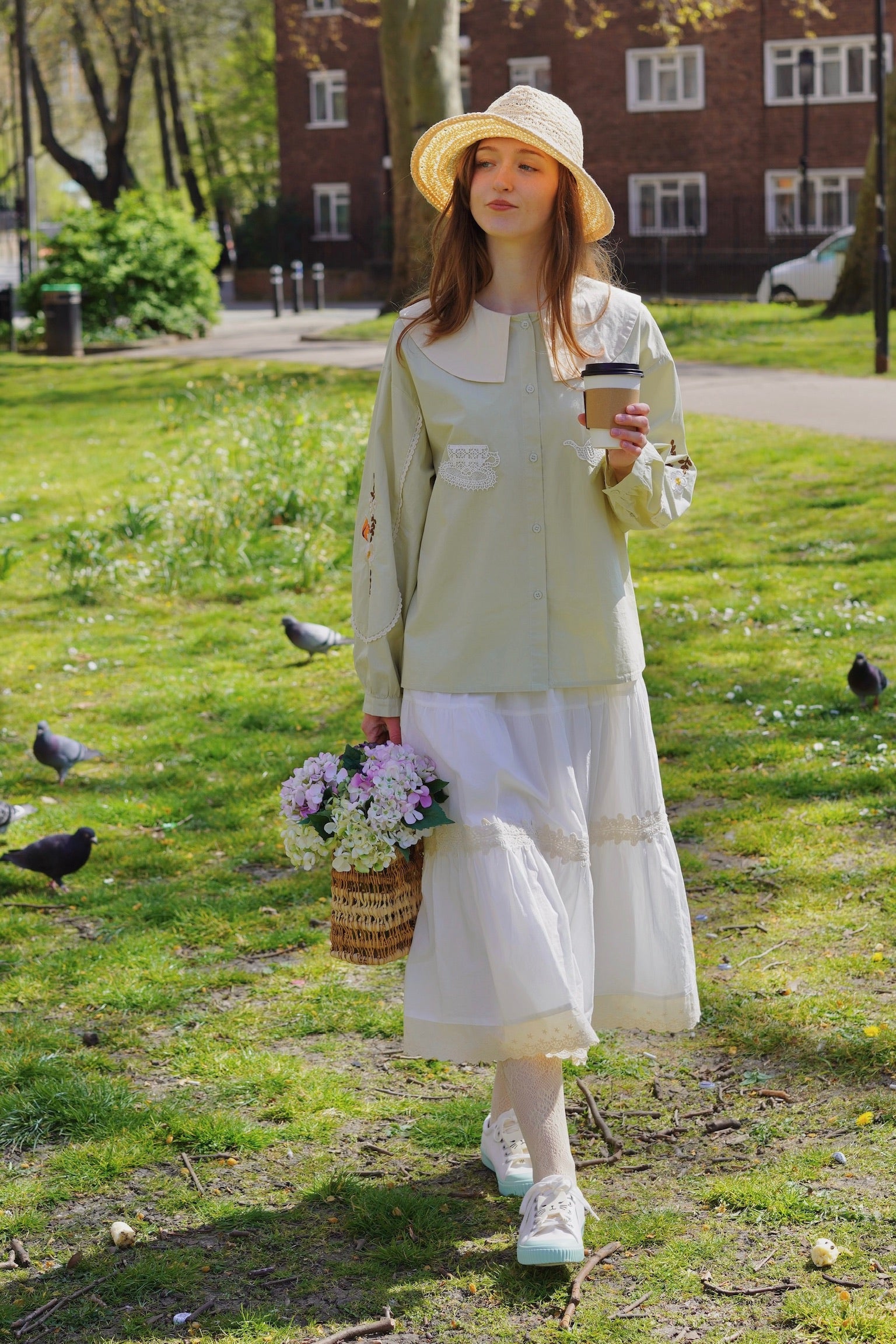Alice Tea Party Blouse (Pastel Green)