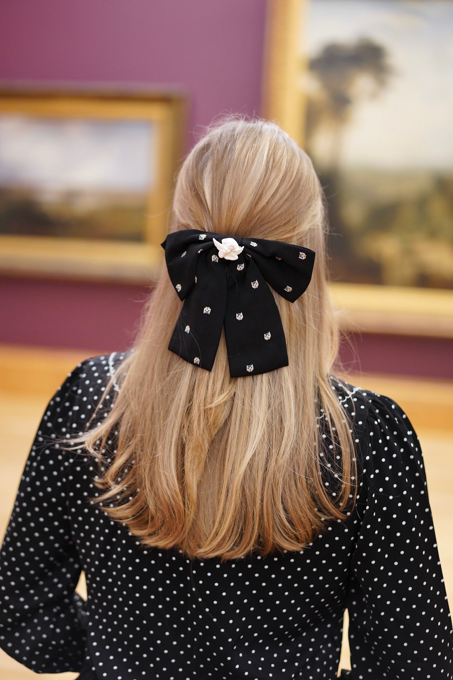 Angel Kitty Bow Hair Clip