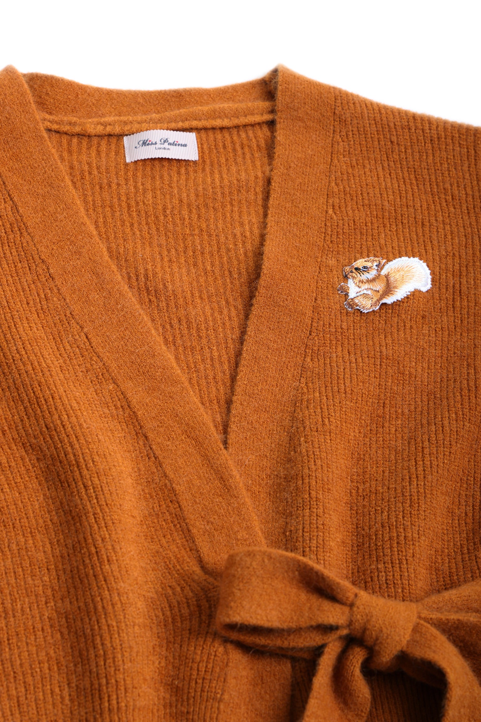 Autumn Squirrel Wrap Cardigan (Pumpkin)