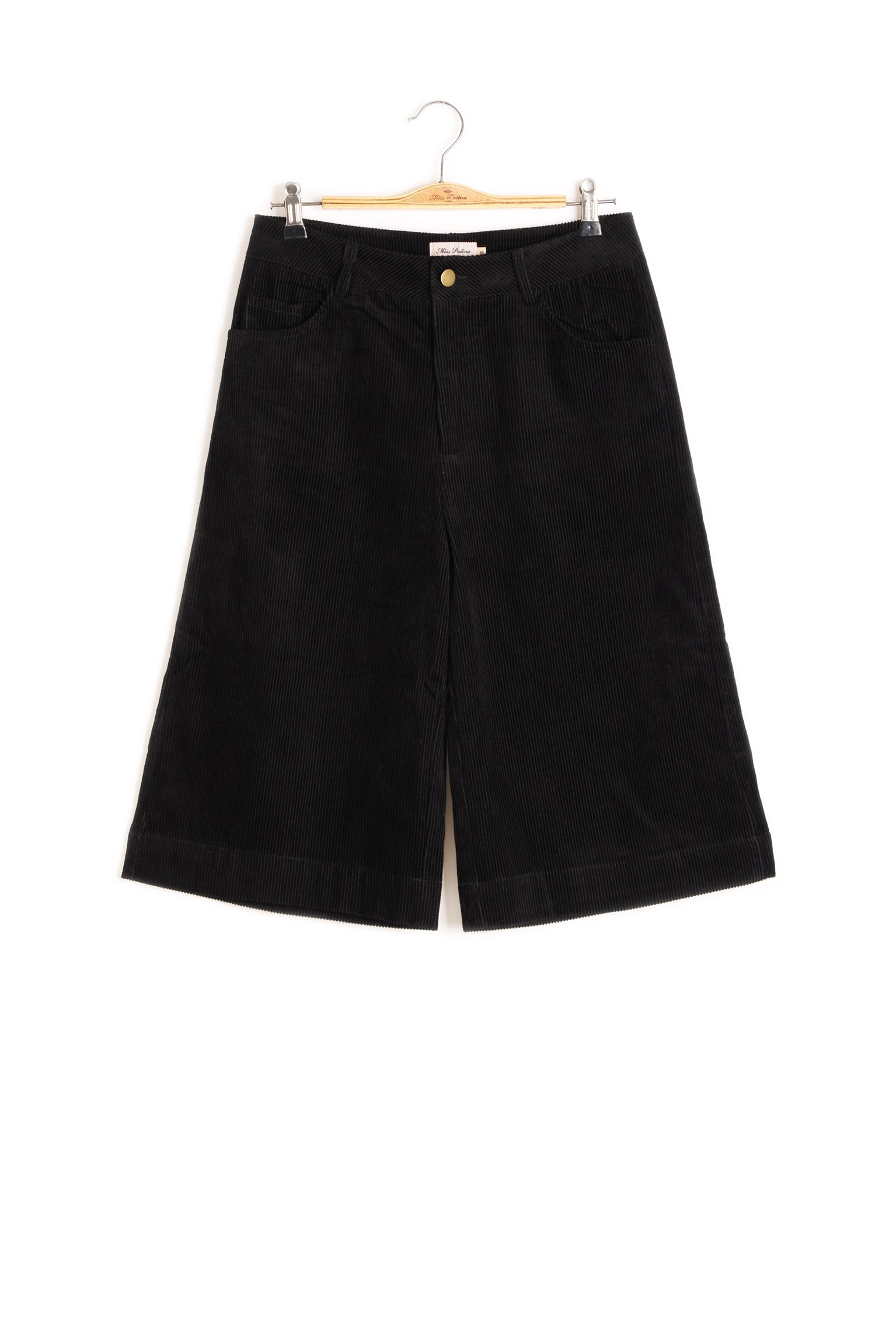 Braced Corduroy Culottes (Black)
