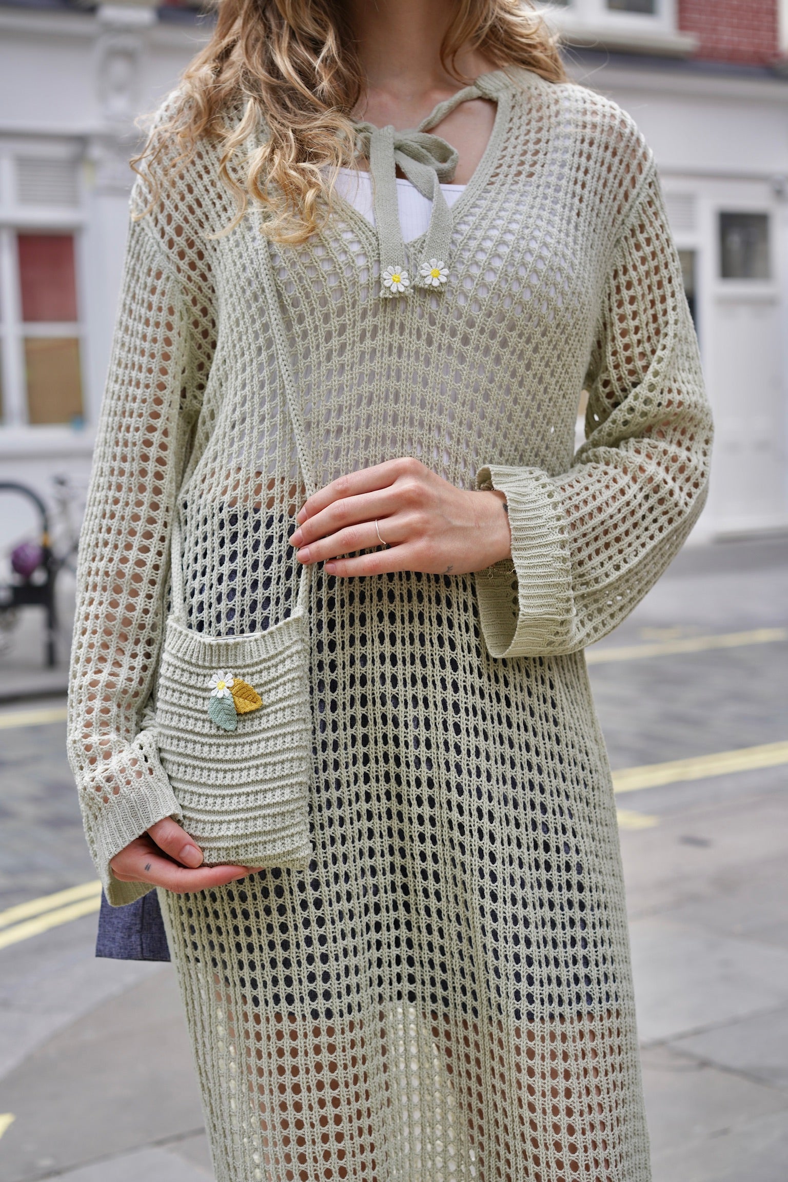 Daydream Crochet Net Dress with Bag (Sun Stained Green)