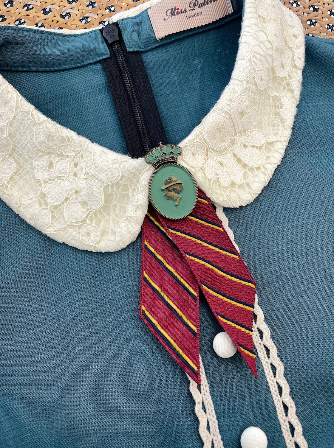 Elizabeth Handmade Striped Tie Brooch