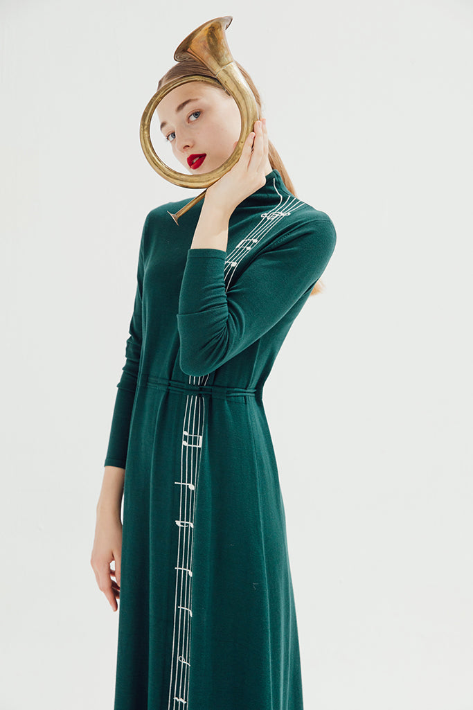 Elysian Melody Midi Dress (Green)