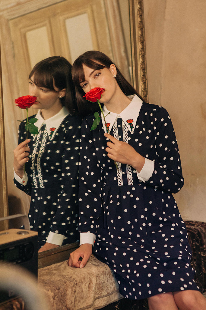 English Rose Dress (Navy)