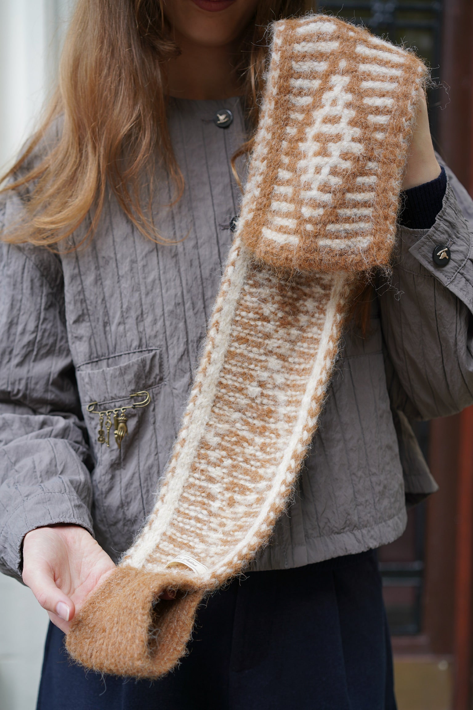 Folk Tale Fluffy Loop Scarf (Cottage Oat)