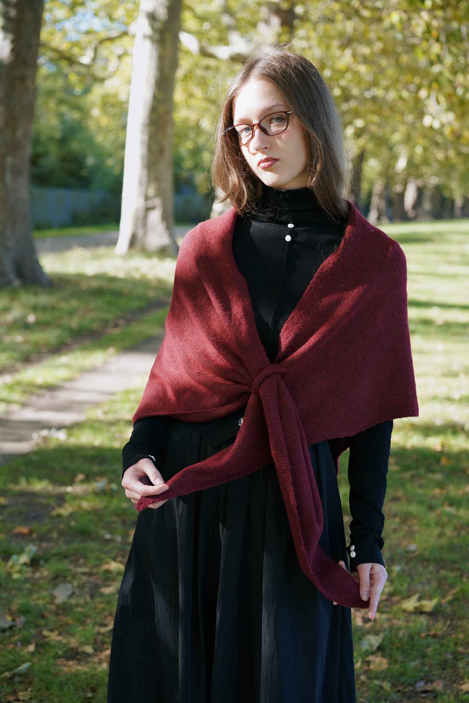 Folklore Knit Shawl (Rouge)