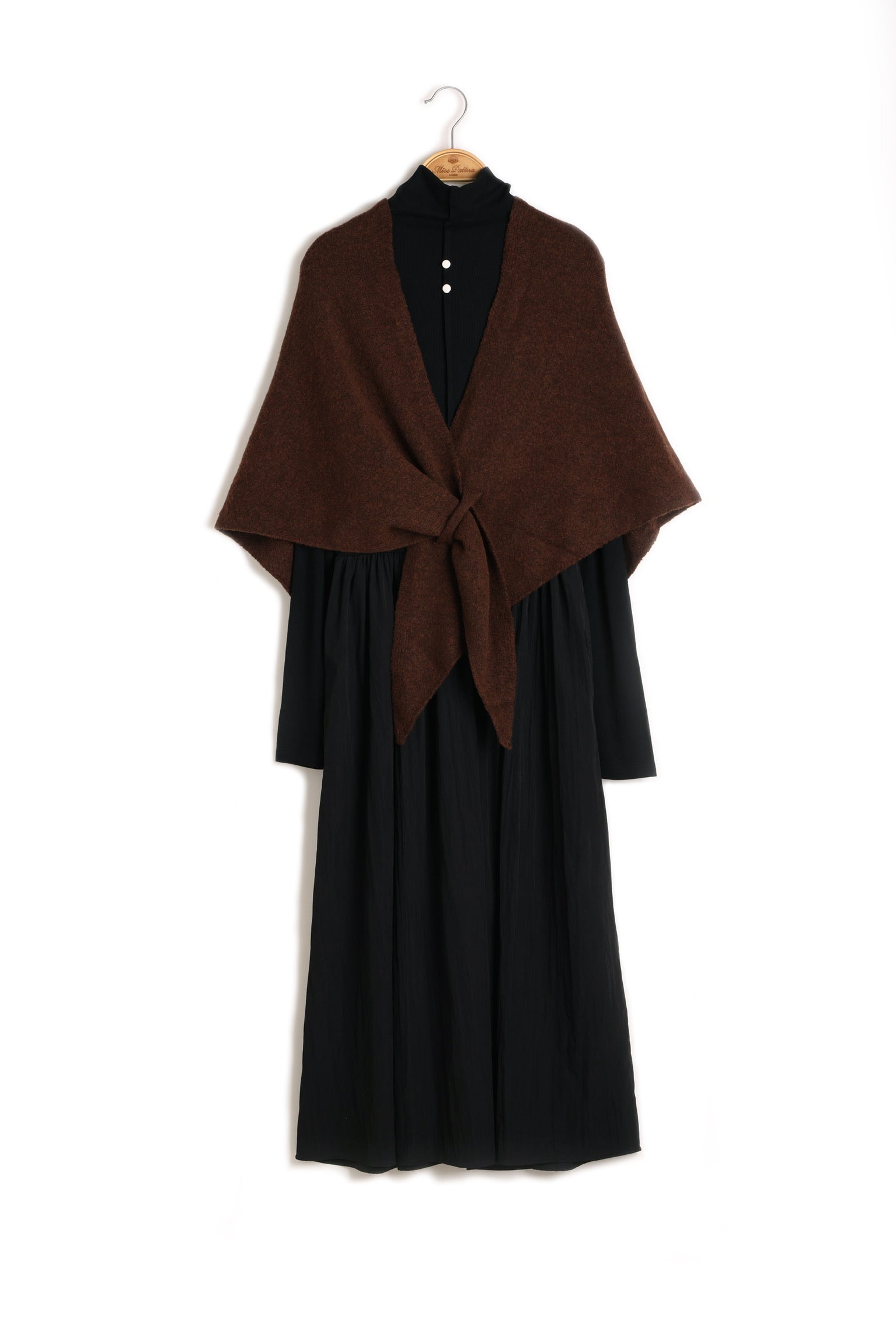 Folklore Knit Shawl (Warm Brown)