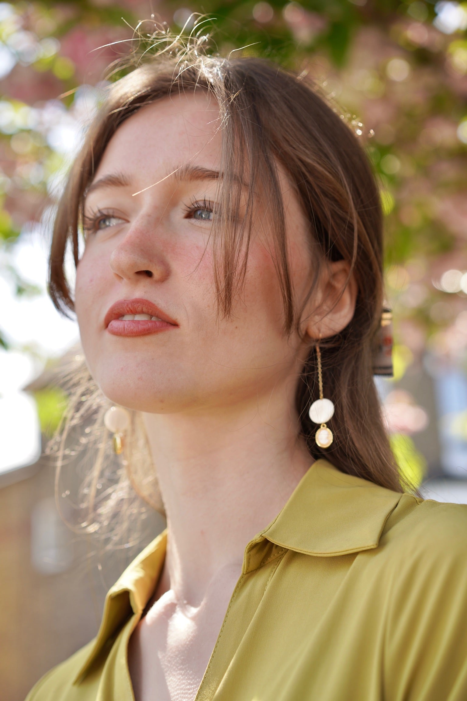 Handmade Shell Cameo Drop Earrings