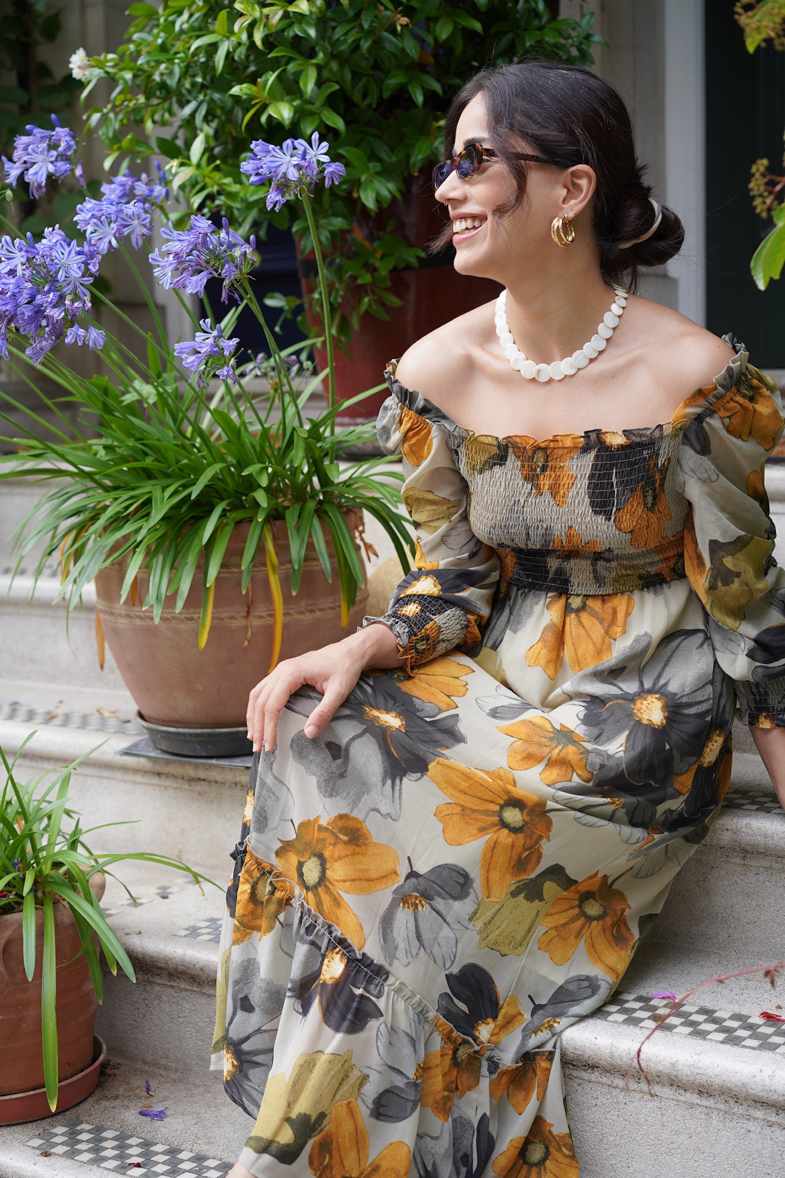 Harper Shirred Midi Dress