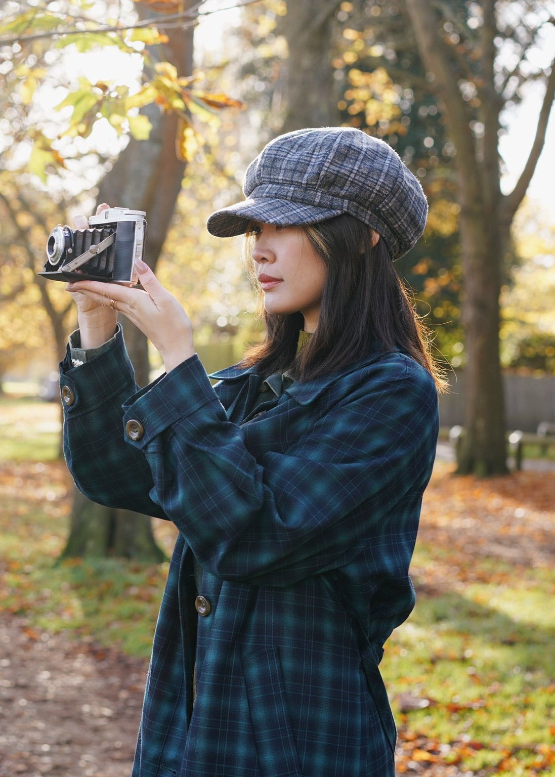 Peaky Blade Newsboy Cap Hat Navy Blue Plaid