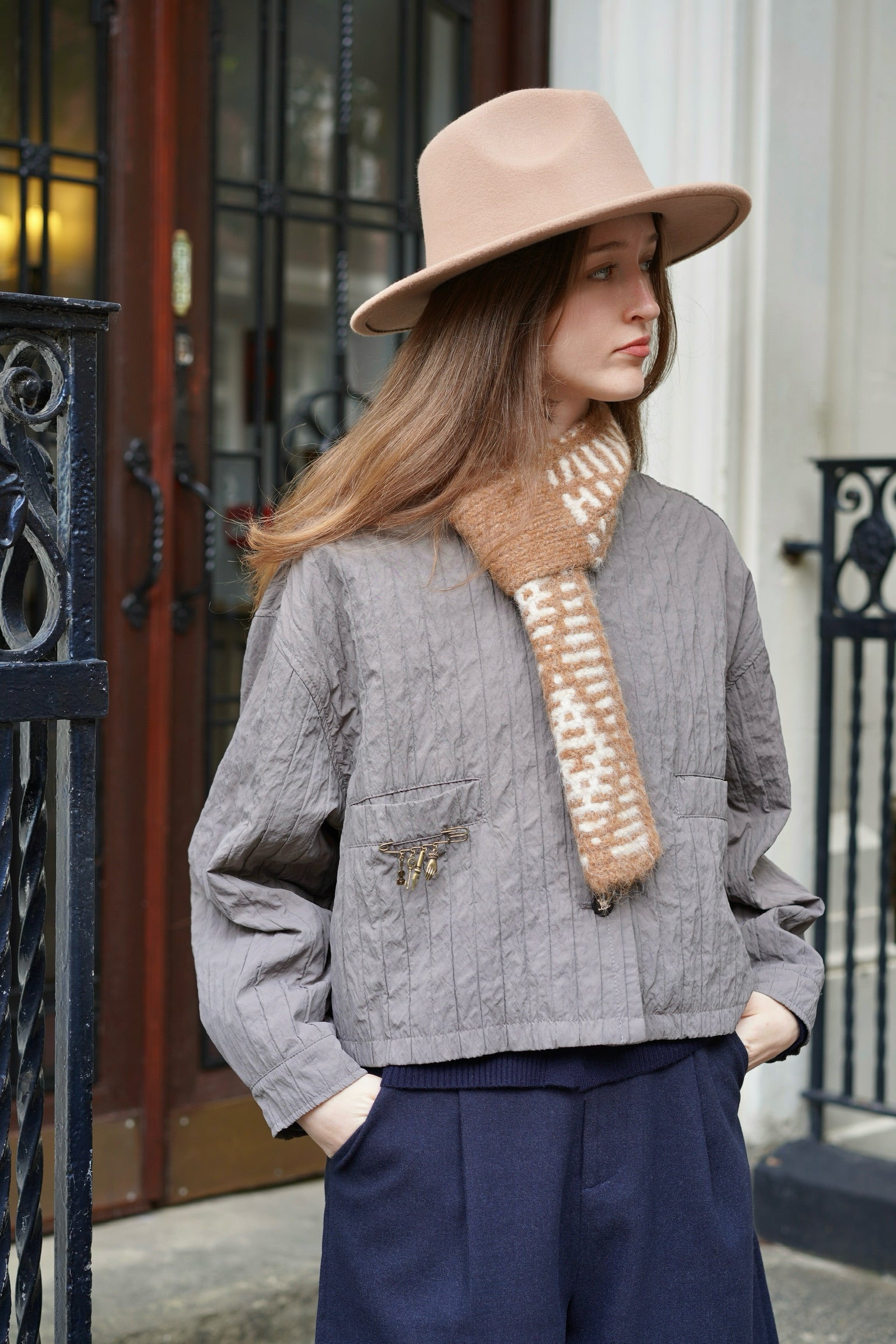 Holloway Bat Wing Cropped Jacket (Taupe Grey)