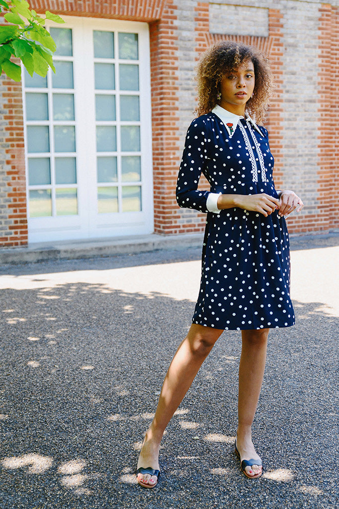 English Rose Dress (Navy)