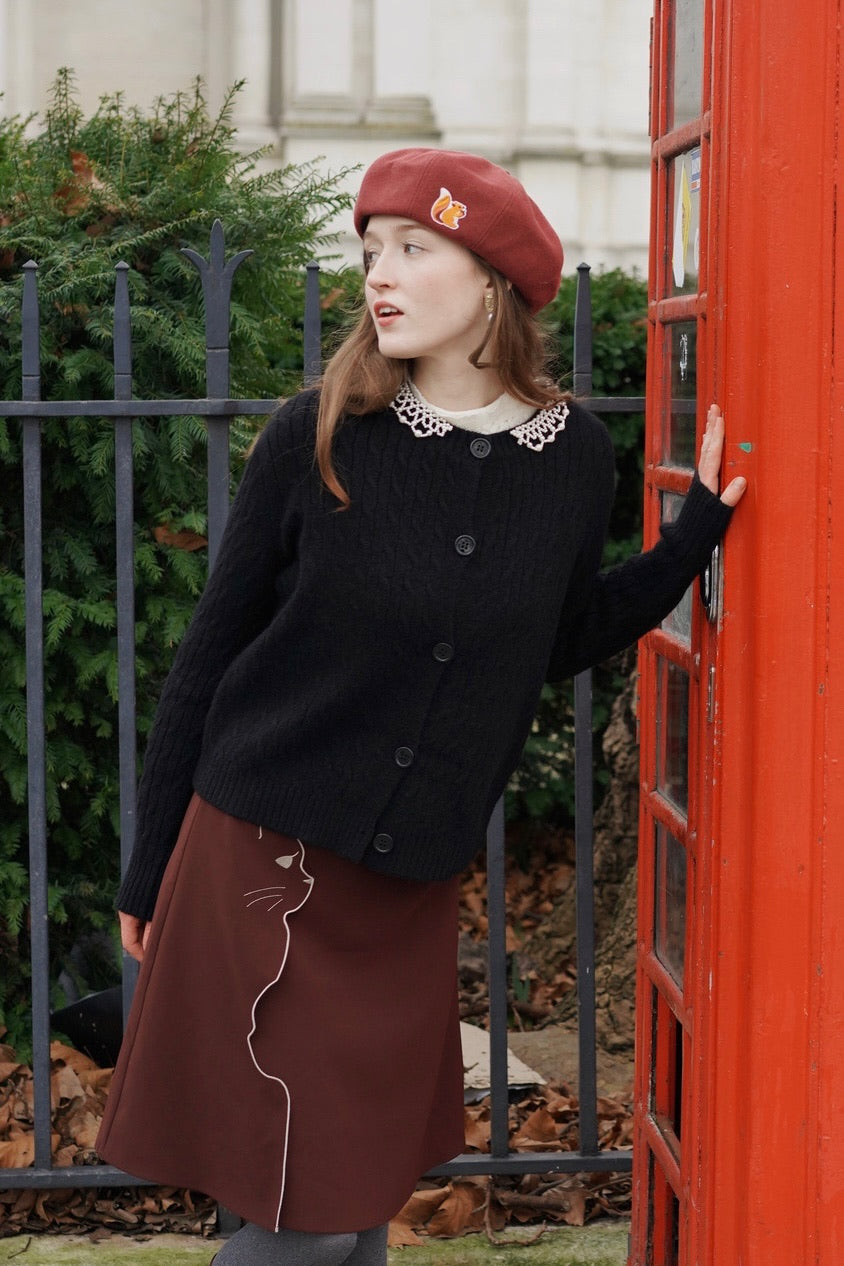 Lady Pearl Cable Cardigan (Black) – Miss Patina